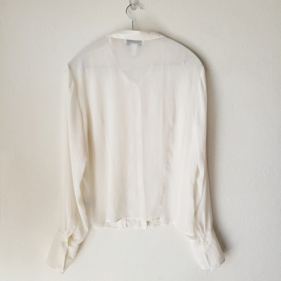 Vintage Gauzy Sheer Cream Blouse 90's Button Down - Picture 8 of 12